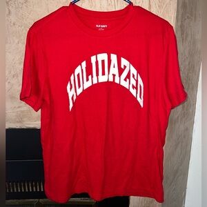 Old Navy Red “Holidazed” Holiday Graphic Tee Size M